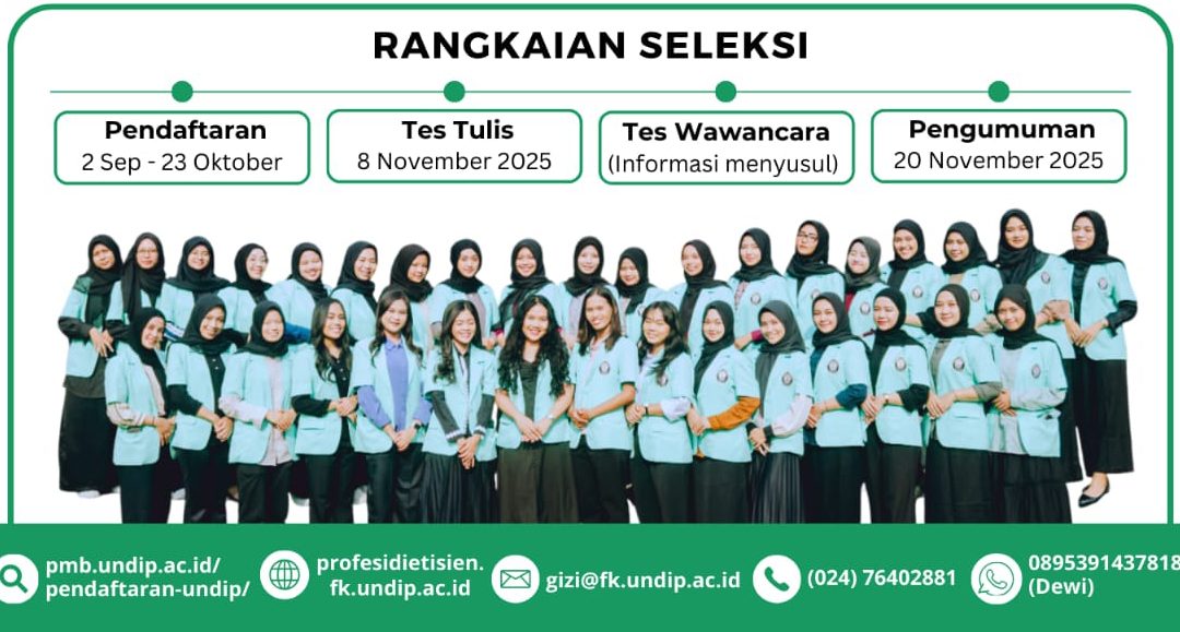 Departemen Ilmu Gizi UNDIP Buka Pendaftaran Mahasiswa Baru Profesi Dietisien Semester Genap 2025/2026