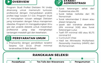 Penerimaan Mahasiswa Baru Profesi Dietisien FK UNDIP Angkatan 4 Resmi Dibuka