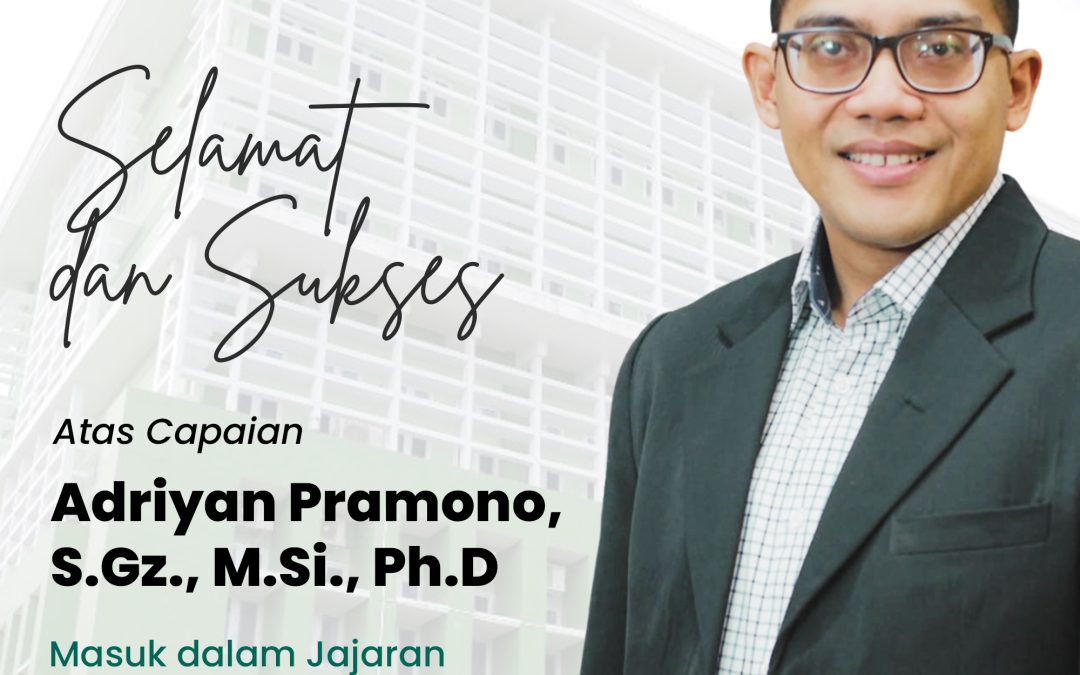 Dosen Ilmu Gizi FK UNDIP, Adriyan Pramono, Ph.D, Masuk Jajaran 5% Ilmuwan Terbaik Dunia Versi SciRank Global Database